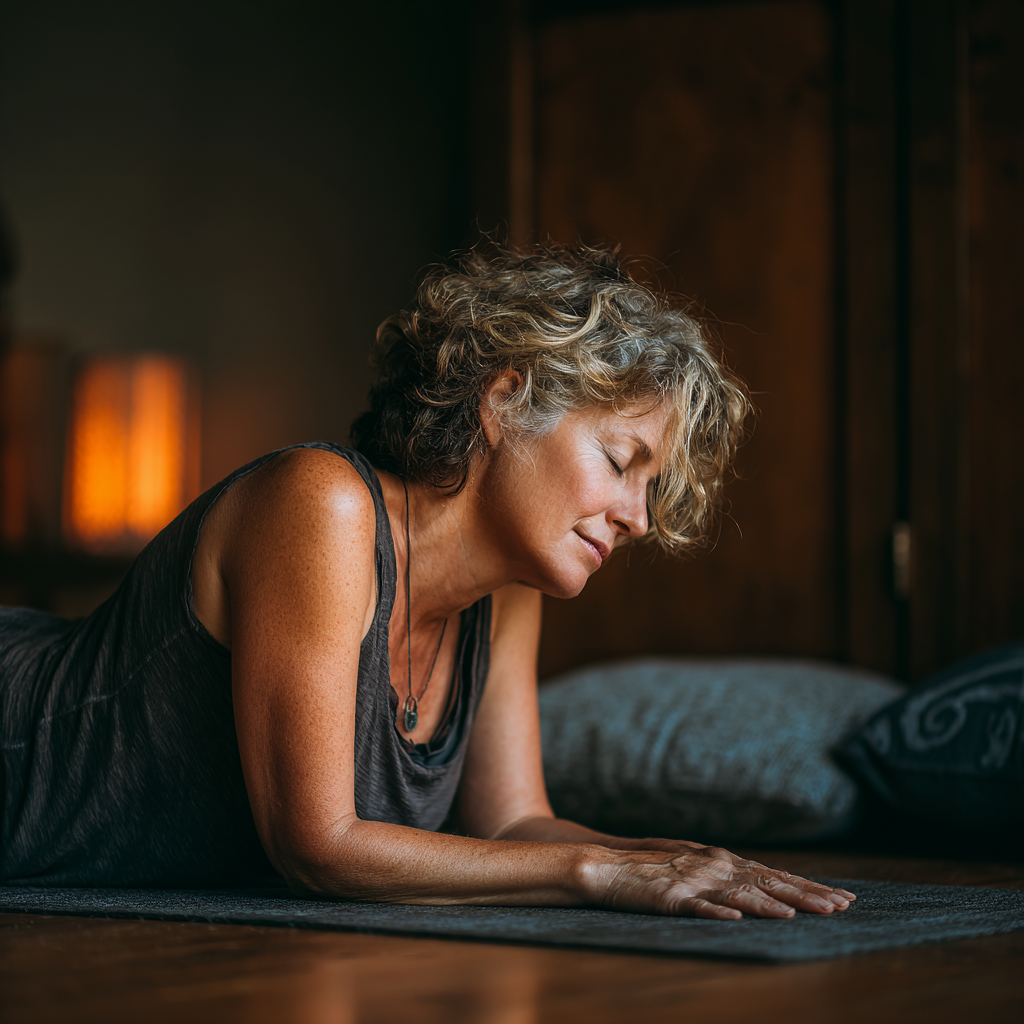 Група старших людей практикує йогу у спокійному середовищі